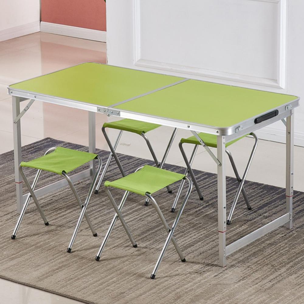 Tavolo Pieghevole Da Campeggio Con Panche E Sedie – Valigia Portatile In Alluminio Blu