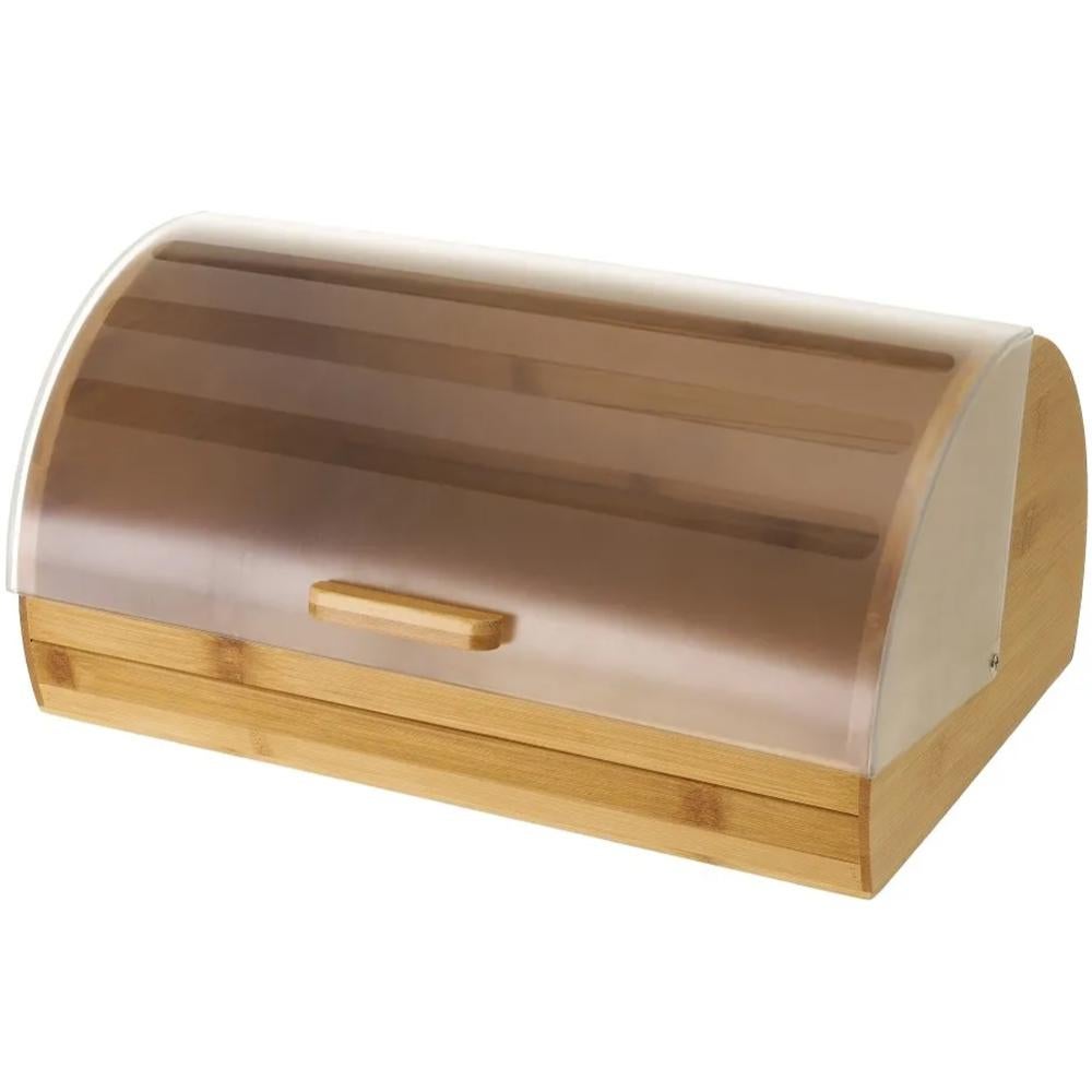 Bremermann Portapane Con Coperchio In Bambù E Tagliere - Grigio, Grande, 40x23x12.5cm
