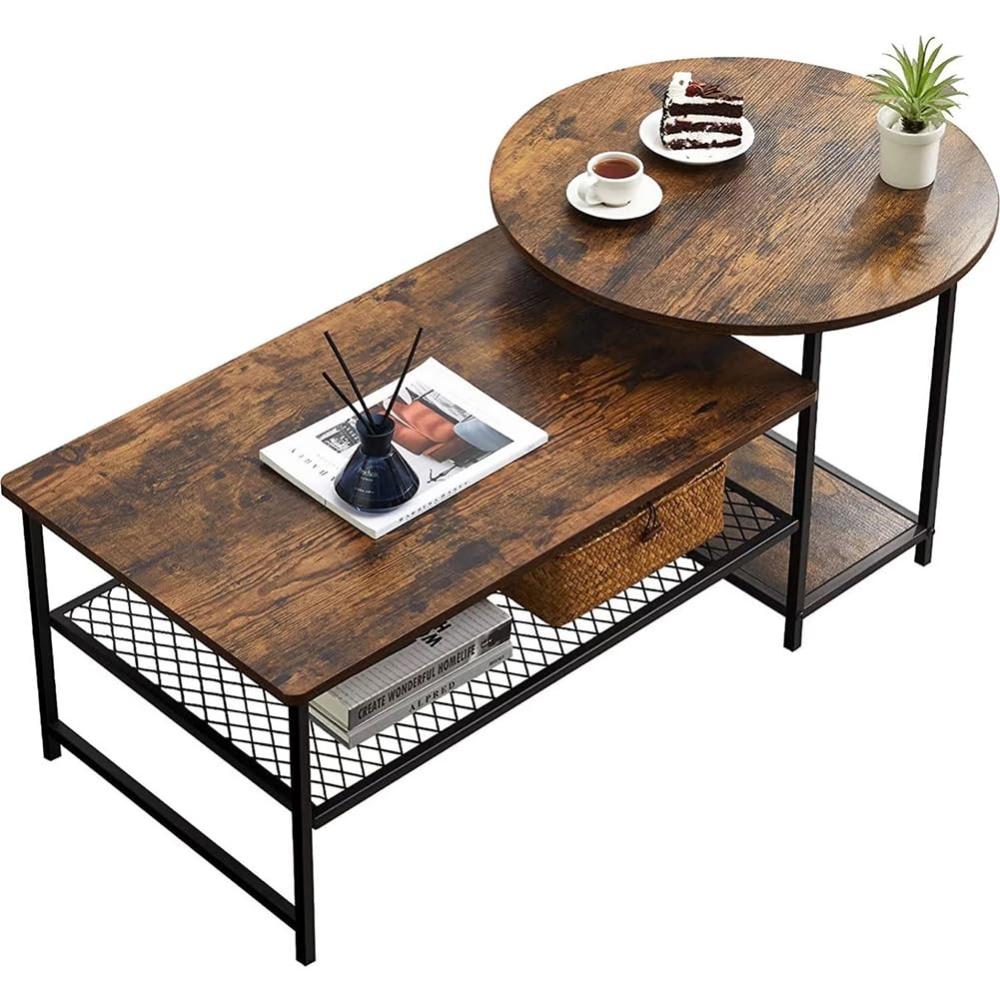 WOLTU Set 2 Tavolini da Salotto Tavolini Rotondi Design Moderno