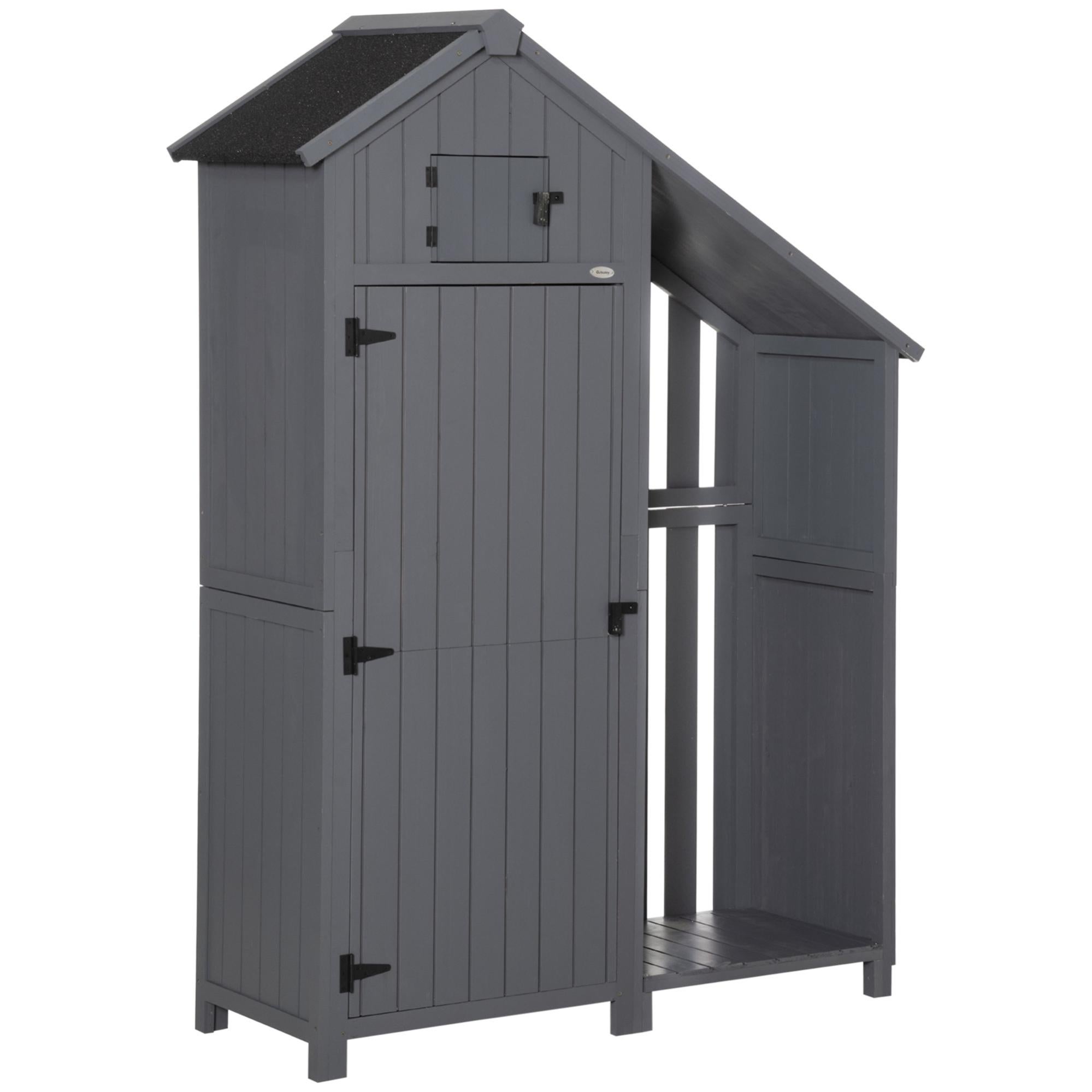 Armoire abri de jardin avec rangebûches toit bitumé bois pin traité