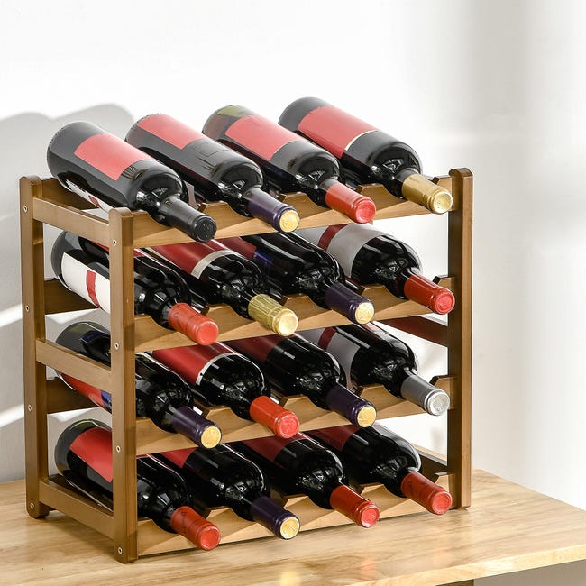 Rack pour bouteilles range-bouteilles capacité 16 bouteilles bambou