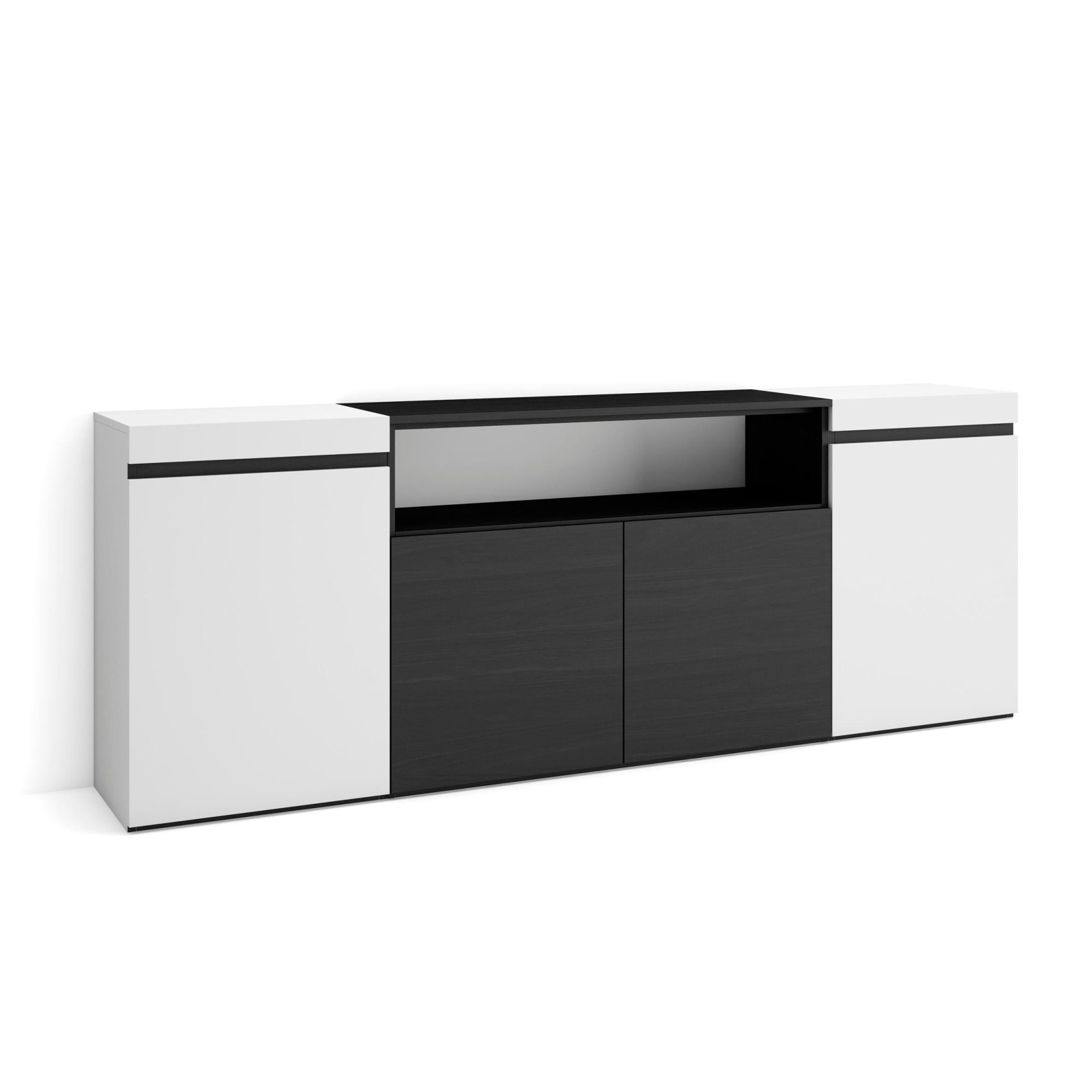 Buffet salon et cuisine, 200x75x35cm, 4 Portes, Meuble chaussure, Blanc