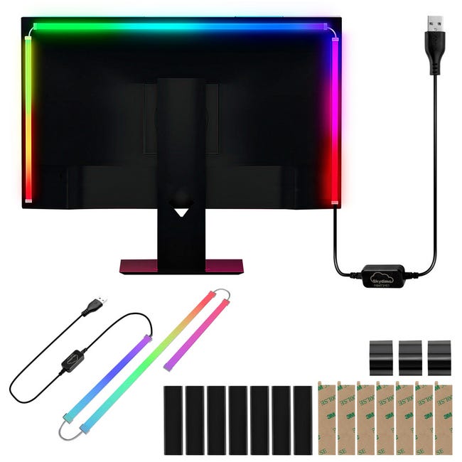 Bande LED pour bureau de jeu, Bande LED RGBIC pour écran PC 32 pouces,  Rétroéclairage PC, Éclairage Led USB avec contrôle App