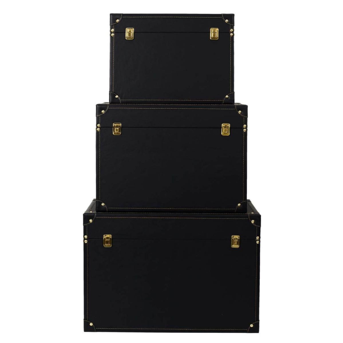 Lot De 3 Malles De Rangement Paris Prix – Vintage Norah 50cm – Noir, Rectangulaires