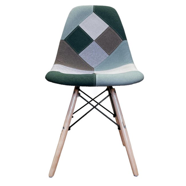 Sedia In Tessuto Patchwork Verde Grigio Sedia Colorata Di Design Con ...