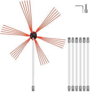 Kit ramonage rotatif long, kiblok, Hérisson nylon autobloquant Ø 150 mm, 9 cannes autobloquantes, 8*1,4 m + 1*1 m, Ressort de départ et manivelle