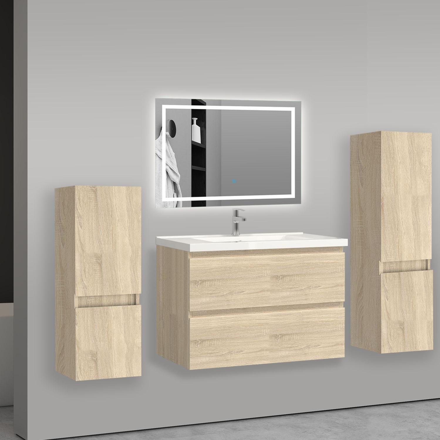 Deux Ensembles Meubles-lavabos Avec Miroirs - Style Anglais, Marron, Occasion
