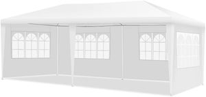 Tonnelle de Jardin / Barnum 3x6m-18㎡ Tente de Réception avec 4 Parois Amovibles, Piquets de Terre, Sac de Transport, pour Fête/Mariage/BBQ, Blanc