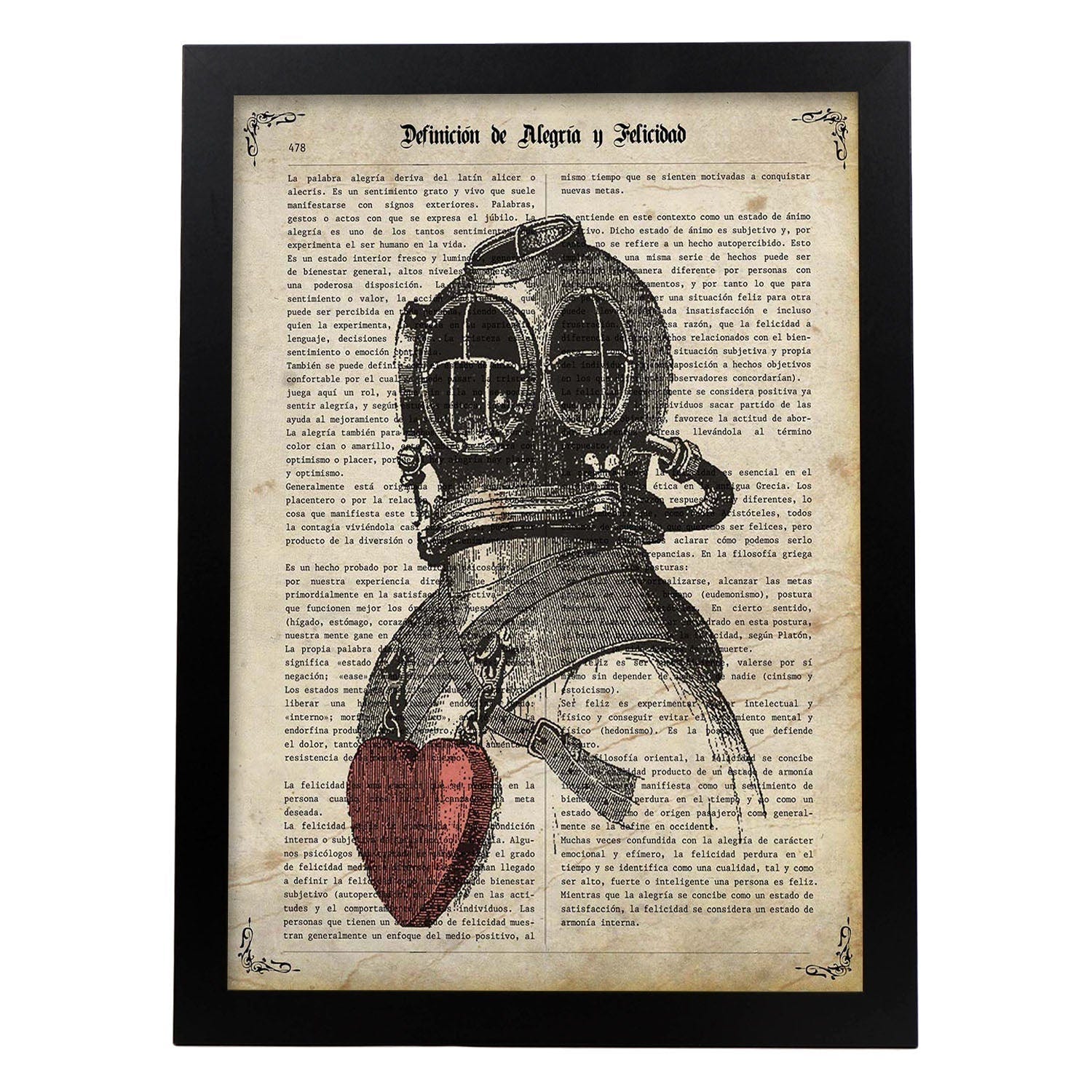 Poster Diving In Love Stampe Vintage Per Poster Con Design E Definizioni  Vintage. Cornice In Legno Chiaro - A3