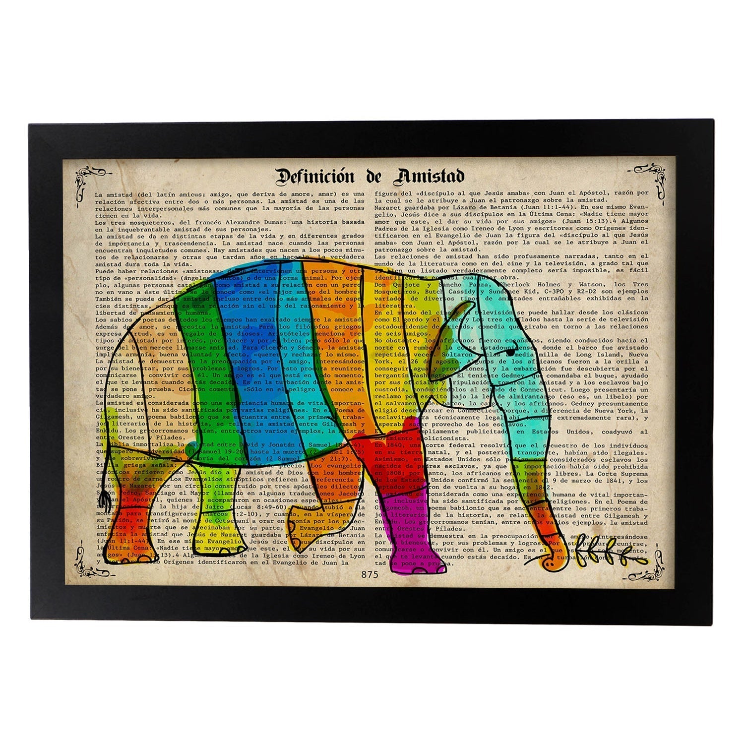 Quadro con cornice, Elefante colorato - 45x30