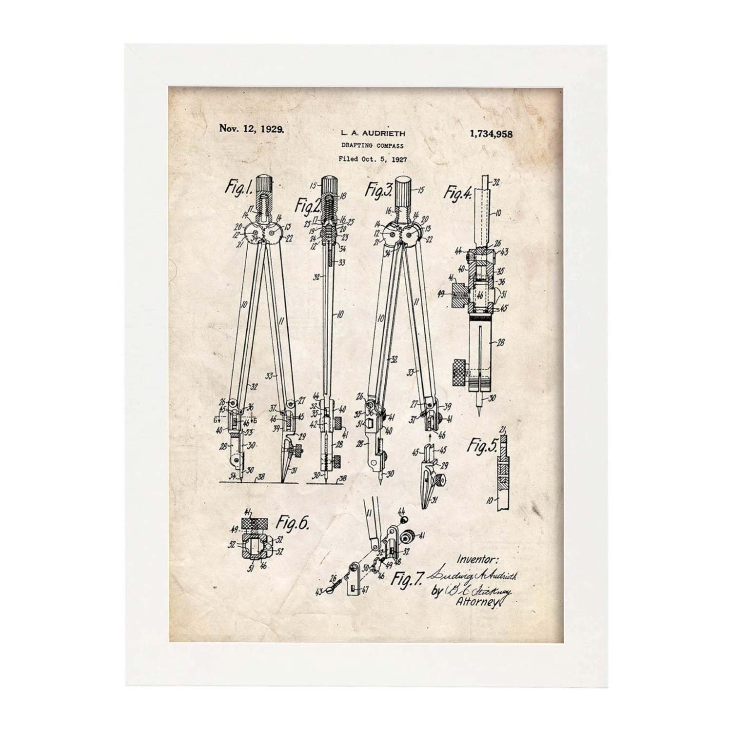 Poster Con Cornice Nacnic – Brevetto Tre A Righe Su Sfondo Nero, A3