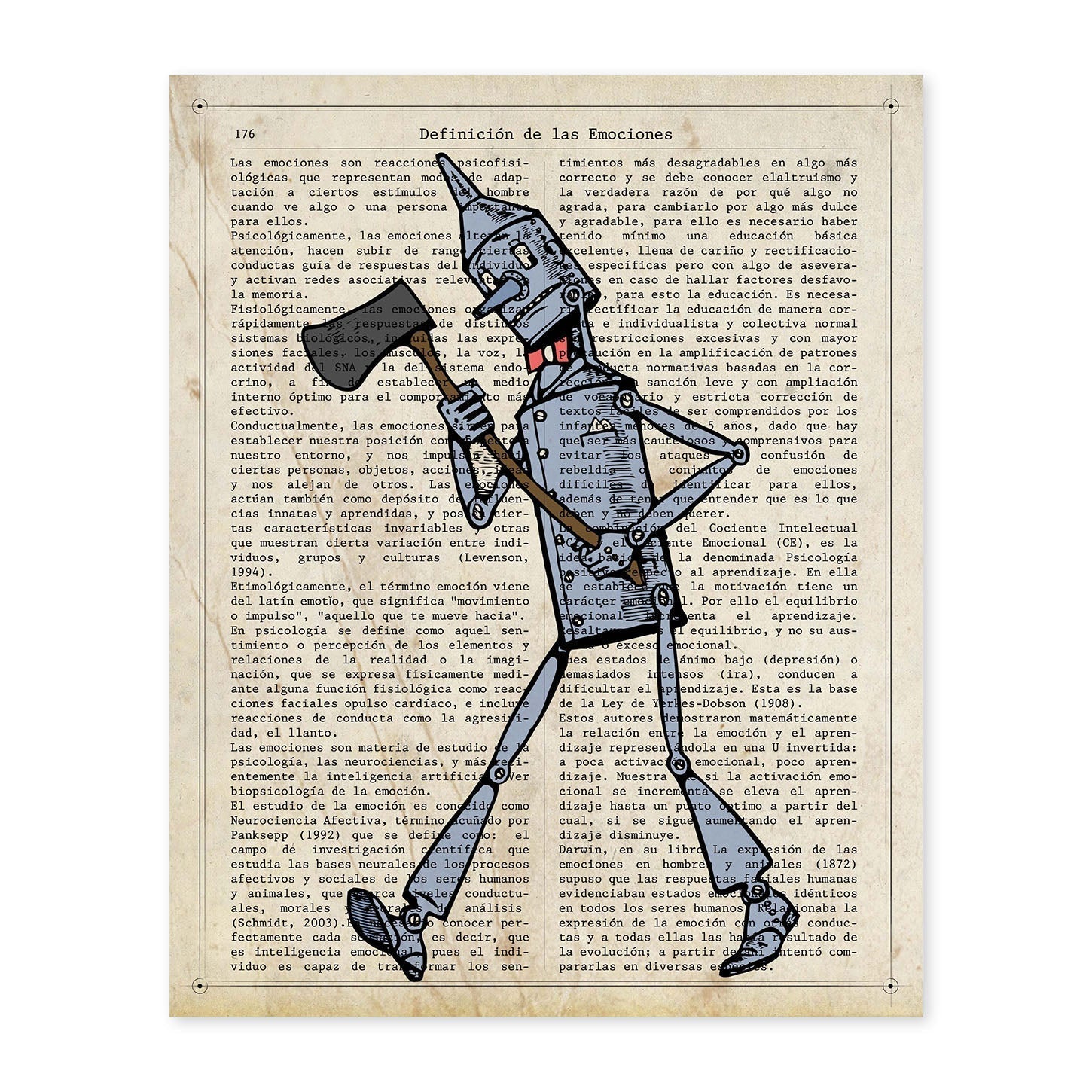 Poster de hombre de hojalata con hacha. láminas de personajes importantes. posters de músicos, actores, inventores, exploradores, ...