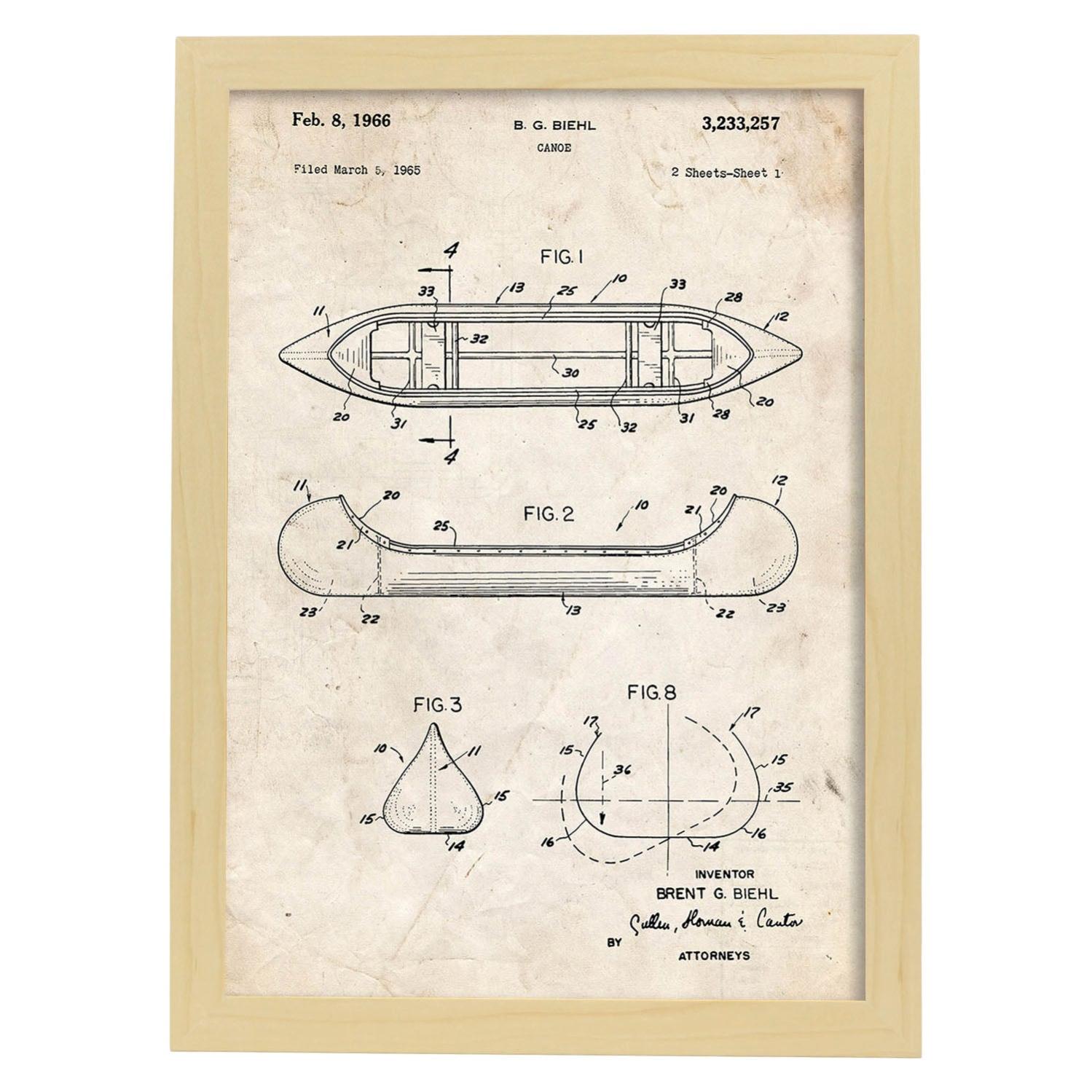 Nacnic Poster Con Cornice – Brevetti Antichi, Formato A3 (29,7x42 Cm), Sfondo Vintage, Stampato In Spagna Su Carta 250g