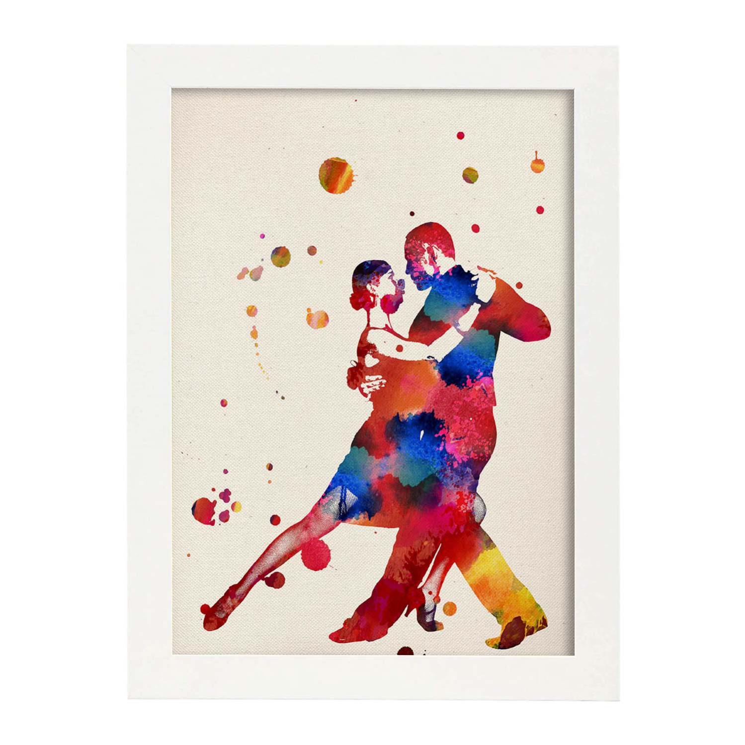 Poster Di Coppia Tango Con Design Ad Acquerello. Mix Di Fette Con Stile ...