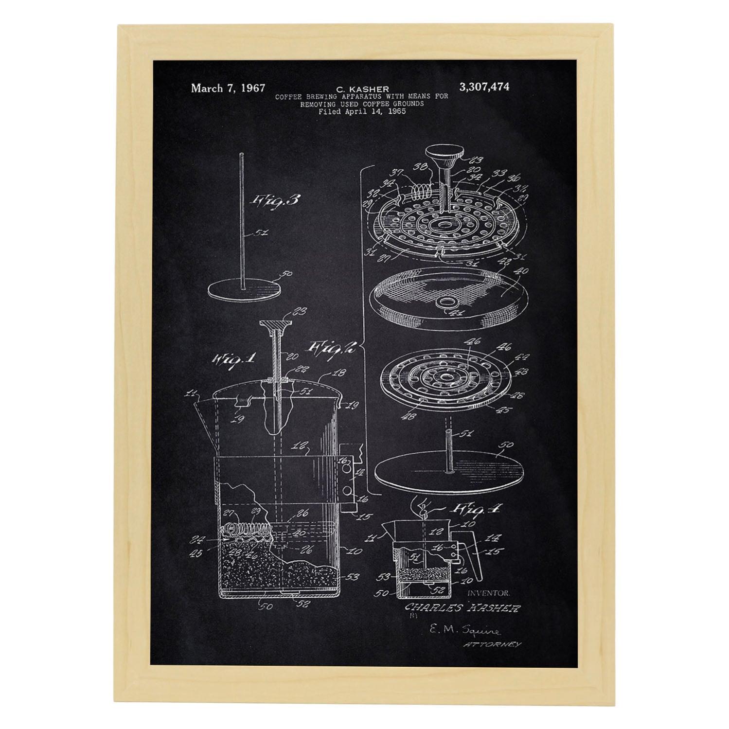 Poster Nacnico Con Foglio Di Brevetto Armonico Con Vecchio Design Di Brevetto In Dimensioni A3 E Con Sfondo Blu Senza Cornice 87644775