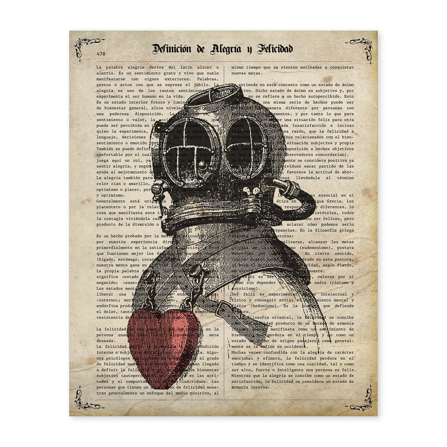 Poster Diving In Love Stampe Vintage Per Poster Con Design E Definizioni  Vintage. Cornice Nera - A4