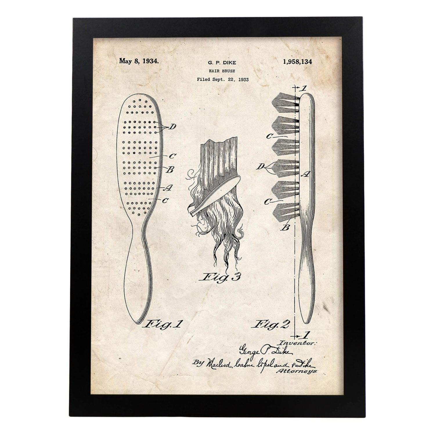 Poster Con Cornice Nacnic – Brevetto Tre A Righe Su Sfondo Nero, A3