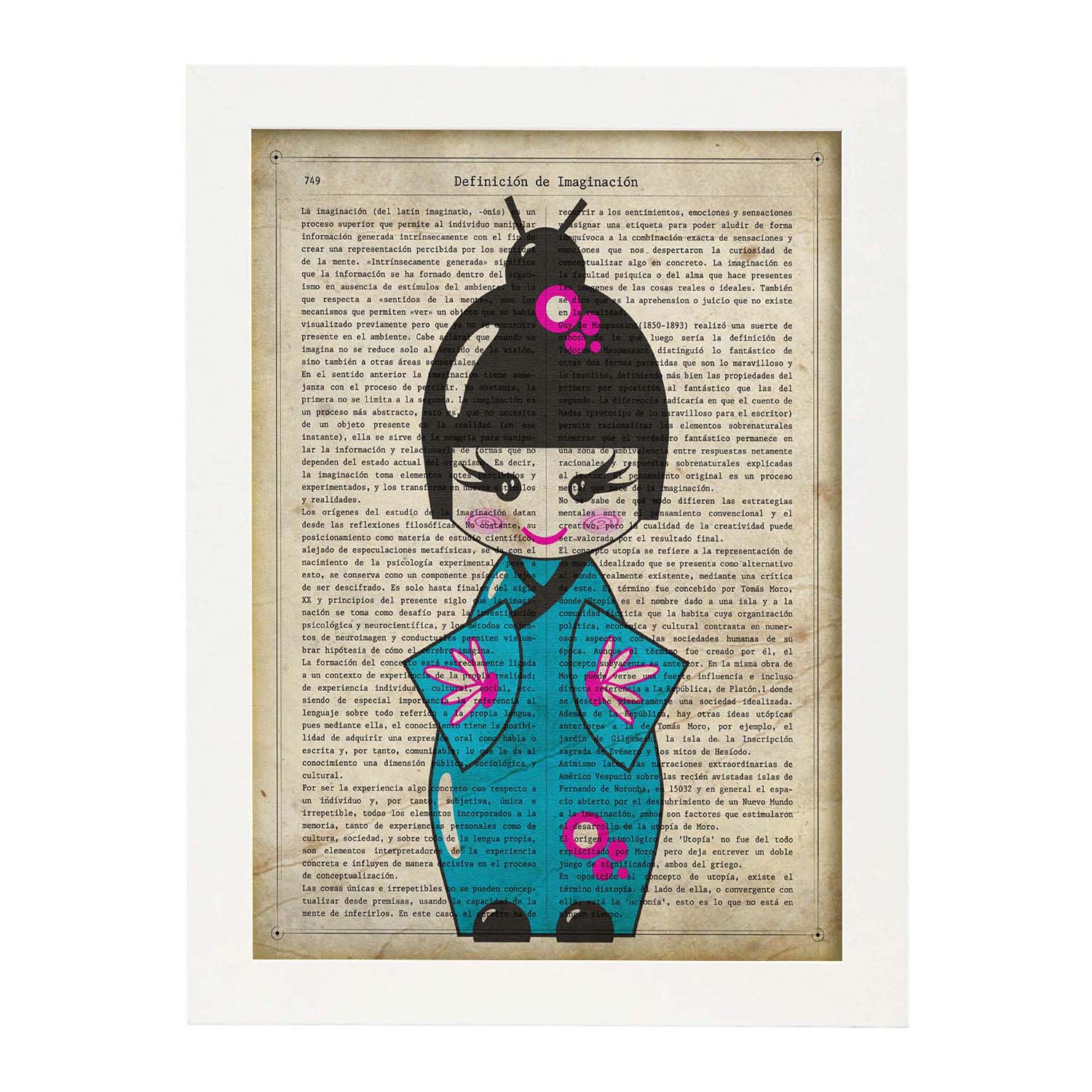 Poster Blu Di Kimono Giapponese. Fogli Di Geisha. Disegni Giapponesi Con  Definizioni Di Cultura Giapponese. Cornice Bianca A4
