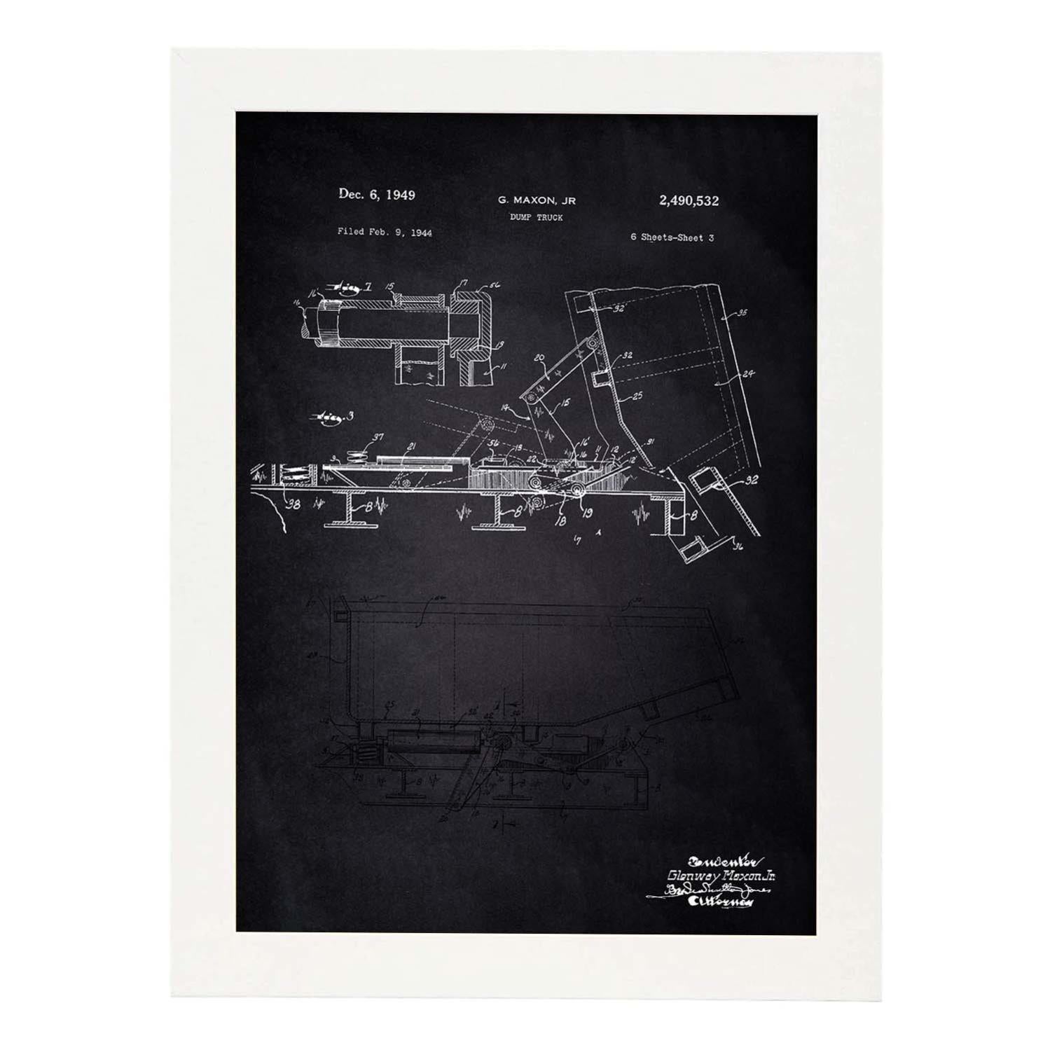 Nacnic Poster Con Cornice - Brevetto Antico Di Tre A Righe Su Sfondo Nero, Formato A3 (29,7x42cm) - 5
