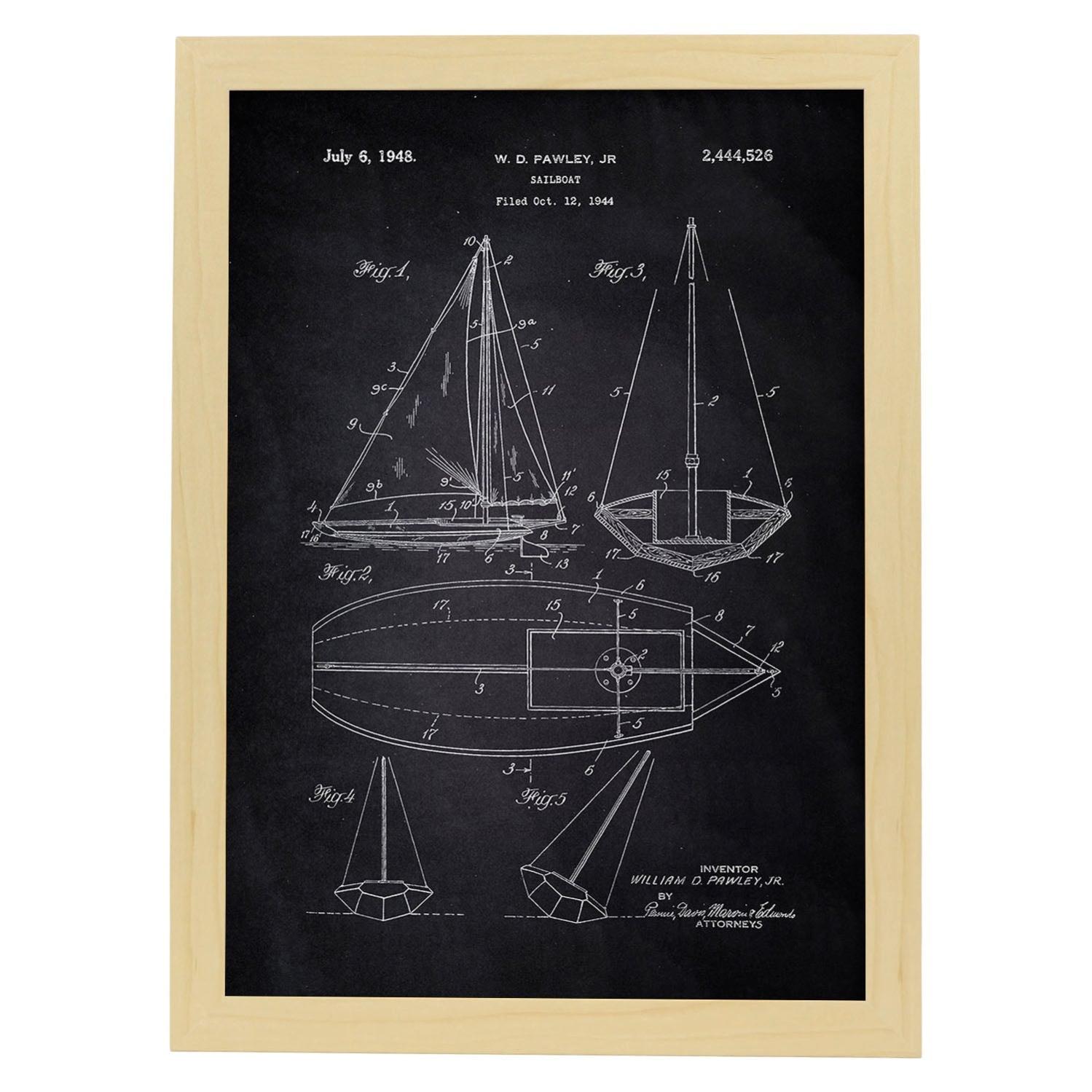 Poster Con Cornice Nacnic Brevetti Vintage | Formato A3 29,7x42 Cm, Stampa Su Carta 250g - Prodotto In Spagna