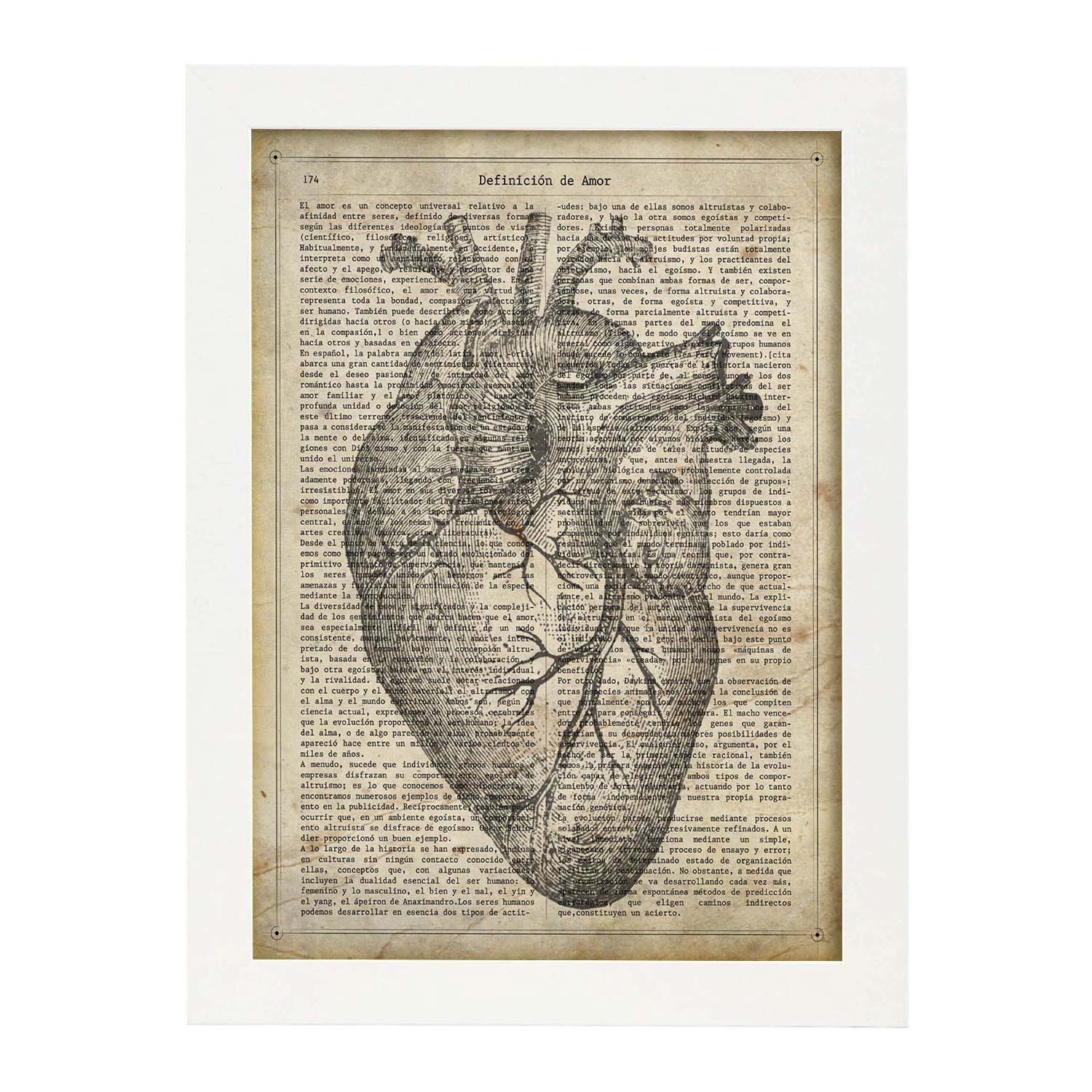 Poster Del Cuore Anatomico. Fogli D'amore Romantici Con Definizioni.  Illustrazioni Per Il Tuo Partner, Famiglia, Donna,  Cornice Nere A3