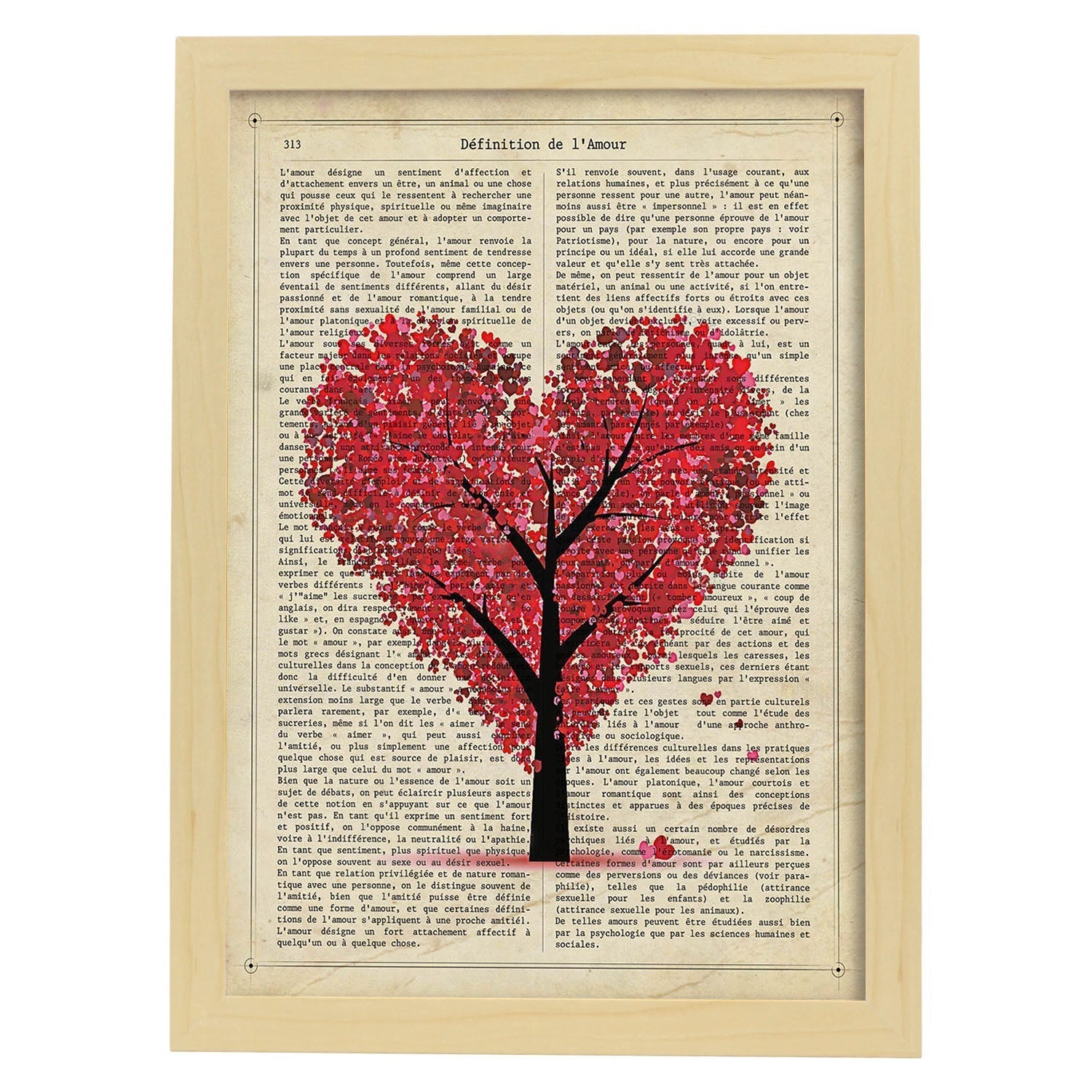 Poster Dell'albero Del Cuore Fogli D'amore Romantici Con Definizioni  Illustrazioni Per Il Tuo Partner Famiglia Donna Marco Blanco A3 Cornice  Bianca