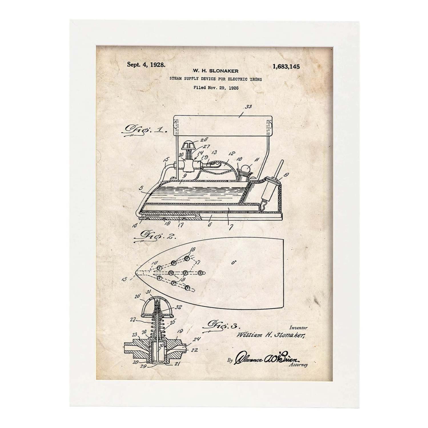 Poster Con Cornice Nacnic Brevetti Vintage | Formato A3 29,7x42 Cm, Stampa Su Carta 250g - Prodotto In Spagna