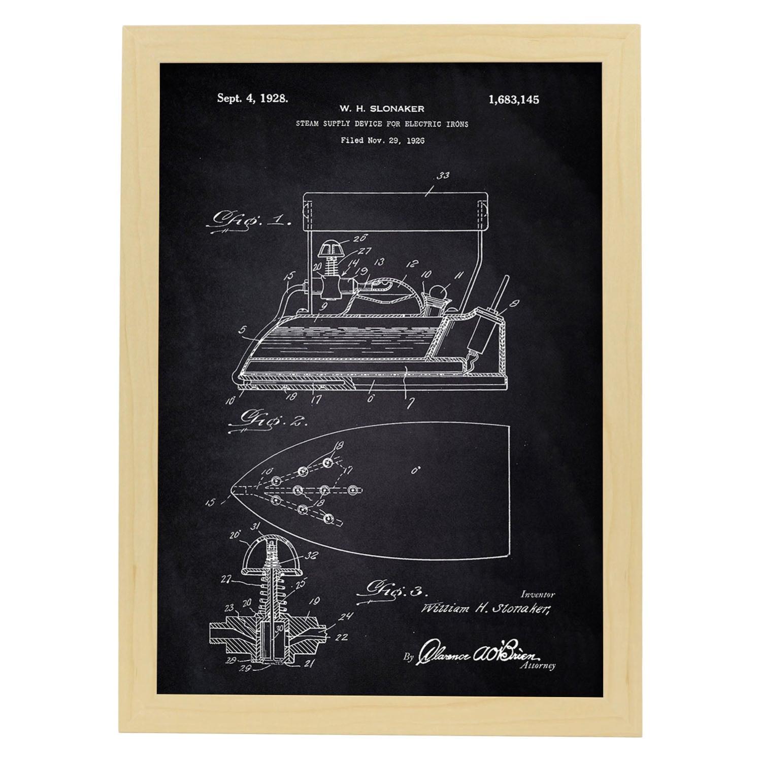 Nacnic Poster Con Cornice - Brevetto Antico, Formato A3, Sfondo Vintage, Stampato In Spagna Su Carta Di Qualità - 5