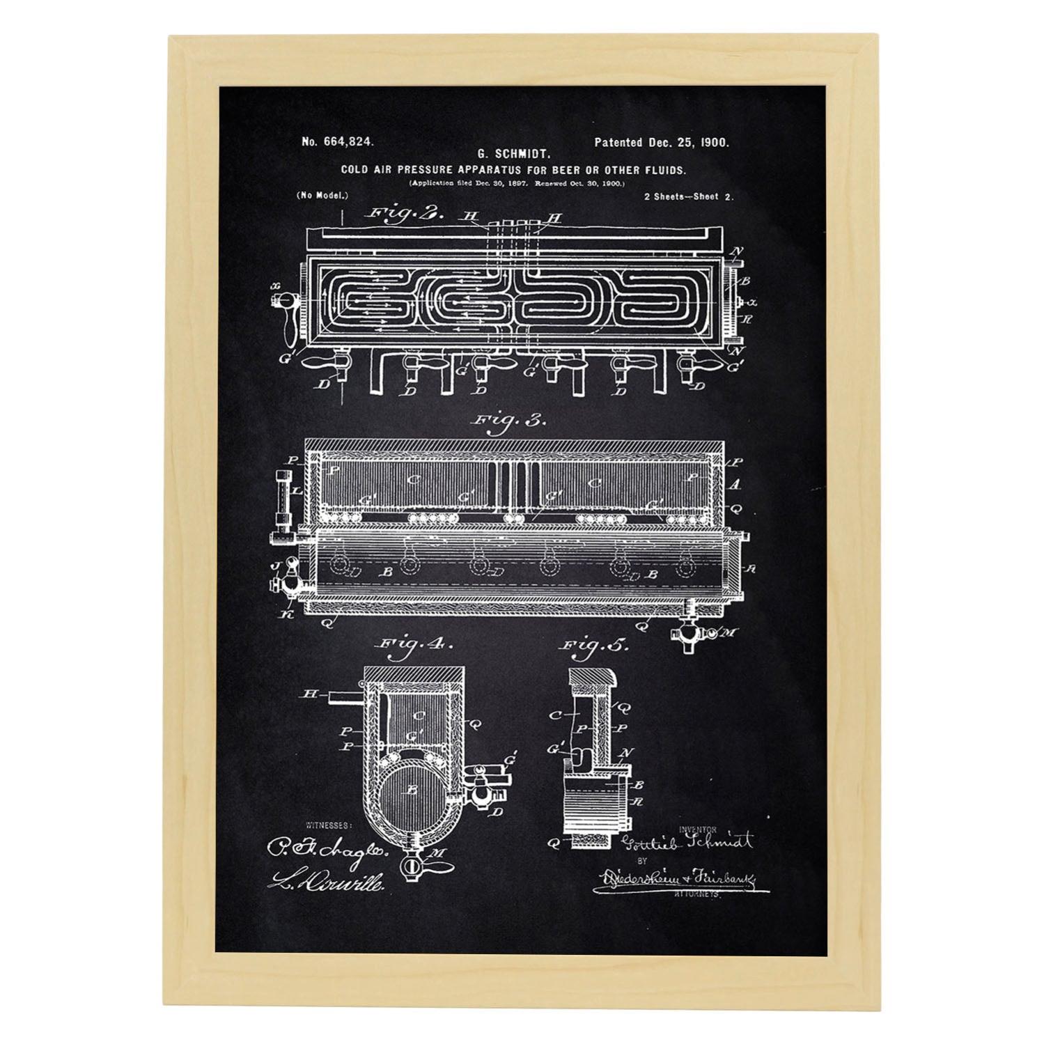Poster Con Brevetto Stampante Incorniciato Nacnic - Formato A3 Con Sfondo Vintage - Stampa Su Carta 250g - 5