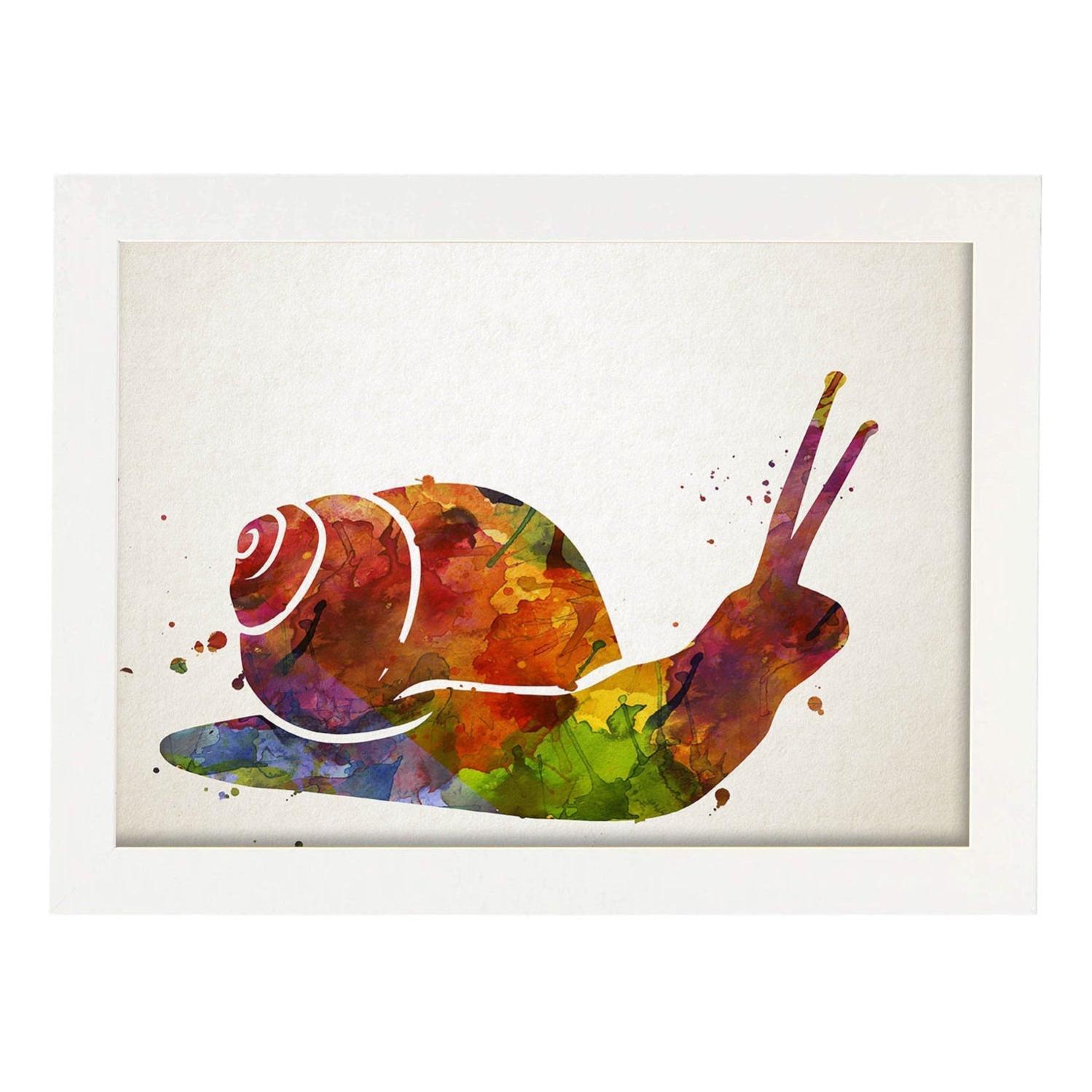 Nacnic Poster Castoro Nella Foresta - Stampa Acquerello Con Cornice Legno Chiaro, A4