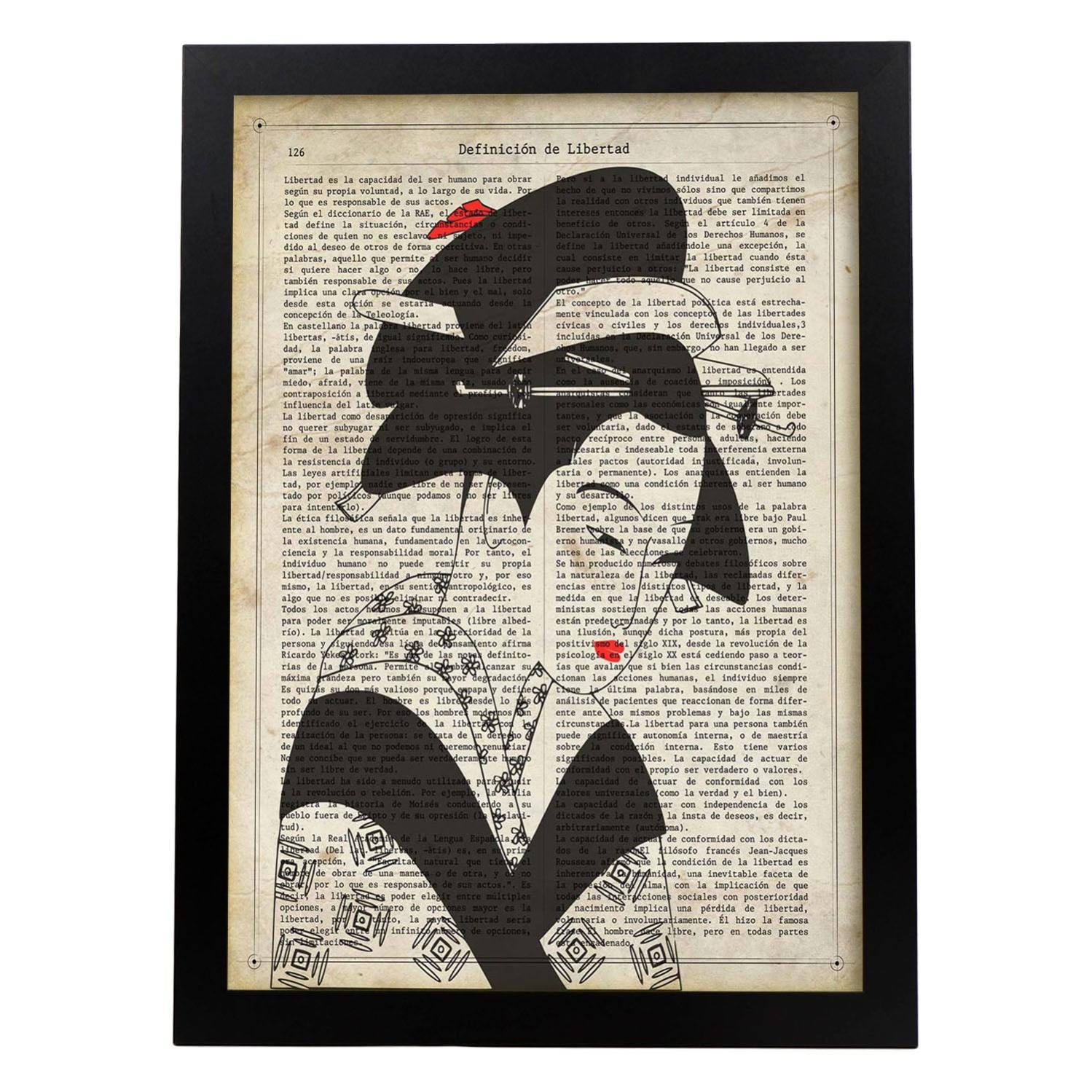 Poster Wave. Fogli Di Geisha. Disegni Giapponesi Con Definizioni Di Cultura Giapponese Trasparente Telaio In Legno A4 88983792