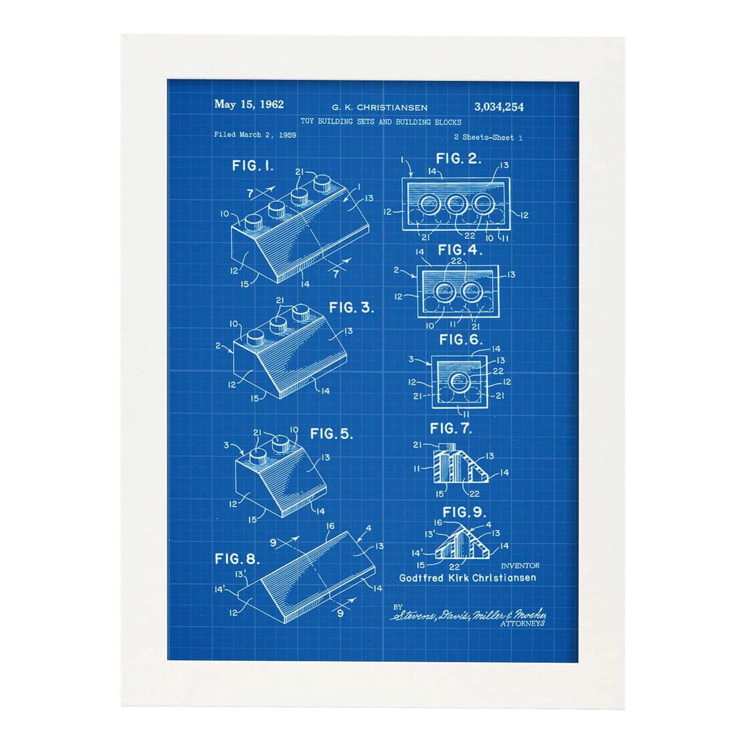 Nacnic Poster Con Cornice – Motivo Brevetto Vintage, Formato A3 (29,7x42 Cm), Carta Antalis 250g, Stampato In Spagna