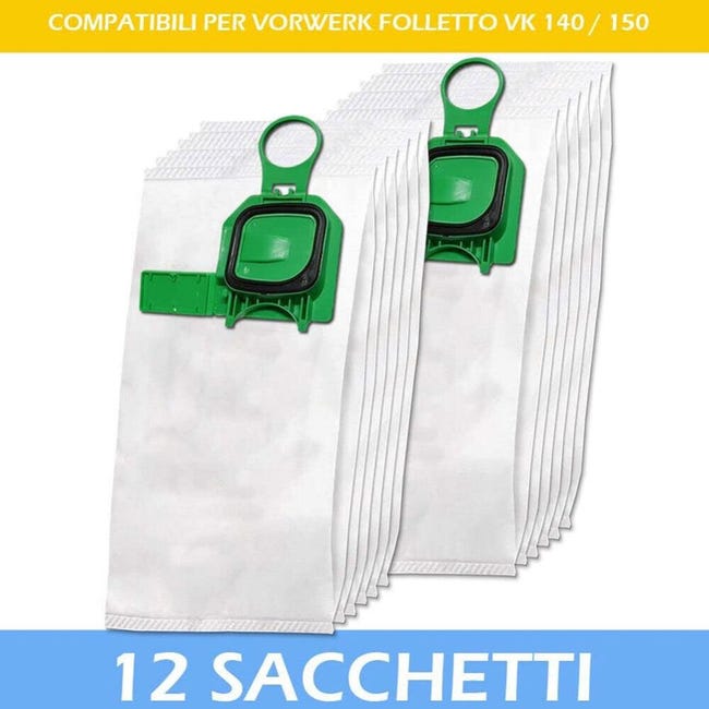 Kit Folletto VK140 VK150 12 Sacchetti + 12 Profumini + 2 Filtri