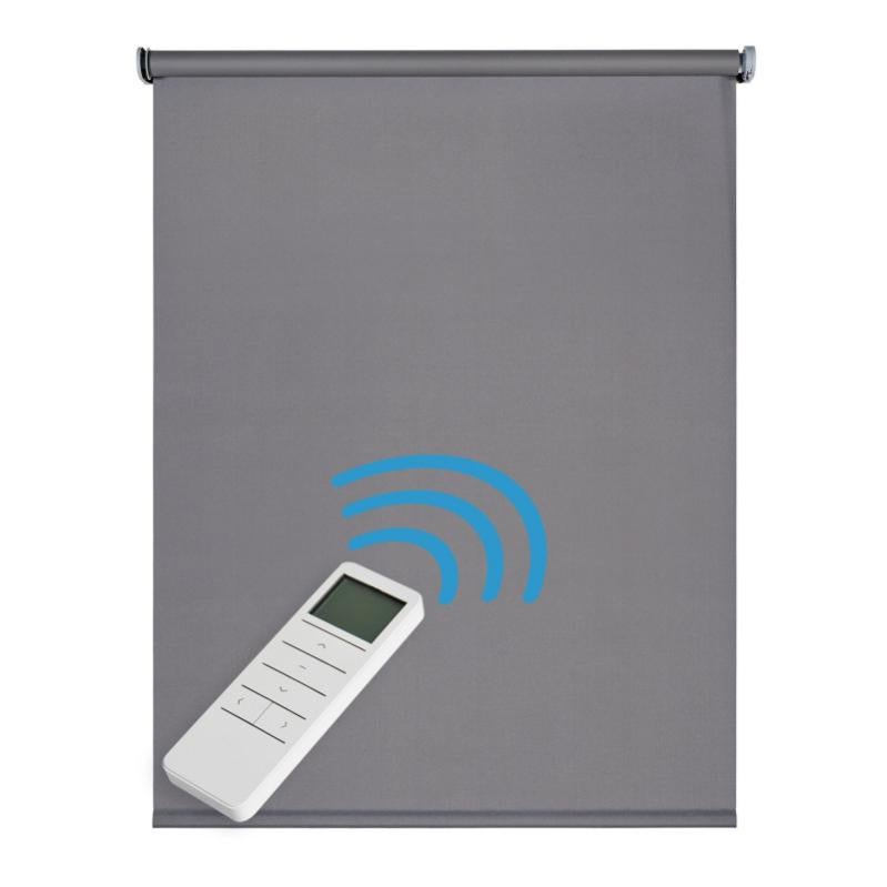 MANSNIX Tende motorizzate intelligenti con telecomando, tende a rullo oscuranti, tende intelligenti personalizzate con mantovana, tende elettriche senza fili e tonalità automatiche (bianco, 68,6 cm x