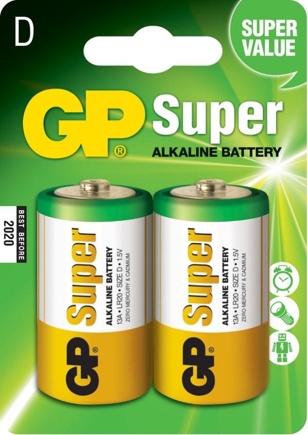 Gp Pack De 2 Pilas Super Alcalinas Lr20 D 1.5V Gp Batteries