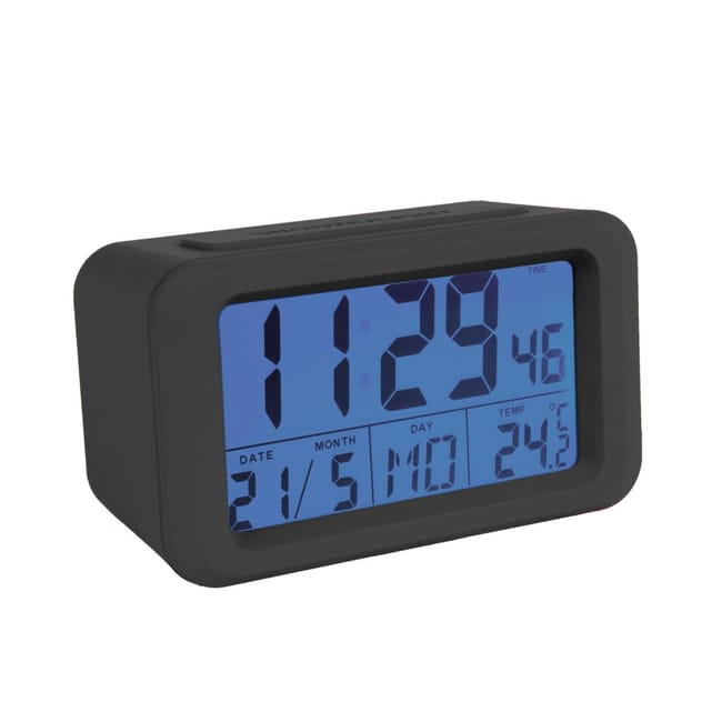 Fisura Reloj despertador digital negro LED. Reloj indicador de
