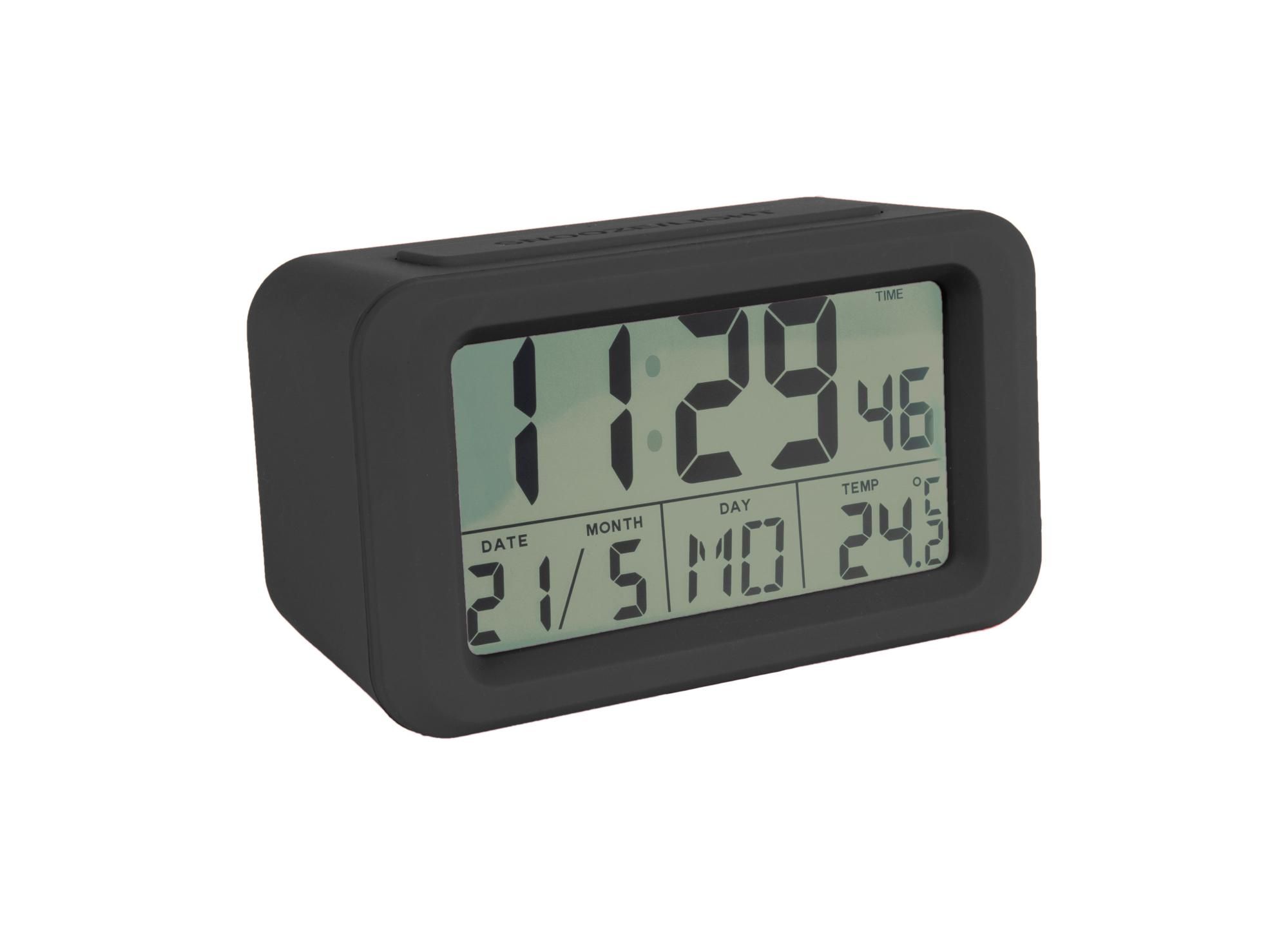 Fisura Reloj despertador digital negro LED. Reloj indicador de