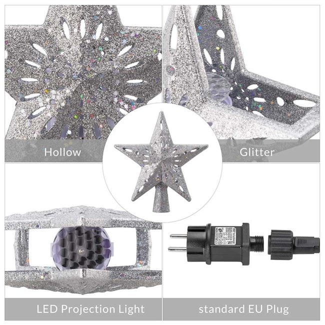Qoosea Puntale per Albero di Natale Rotante Fiocco di Neve Brillantinato 3D con 6 Modalità Luce LED Variabili, Stella Invernale Scintillante per Cima Albero di Natale per Decorazioni per Feste Qoosea Puntale per Albero di Natale Rotante Fiocco di Neve Brillantinato 3D con 6 Modalità Luce LED Variabili, Stella Invernale Scintillante per Cima Albero di Natale per Decorazioni per Feste