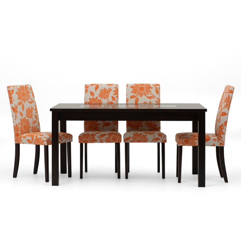 Table de salle à manger 150x90x75cm + 4 chaises Dianna Orange en bois