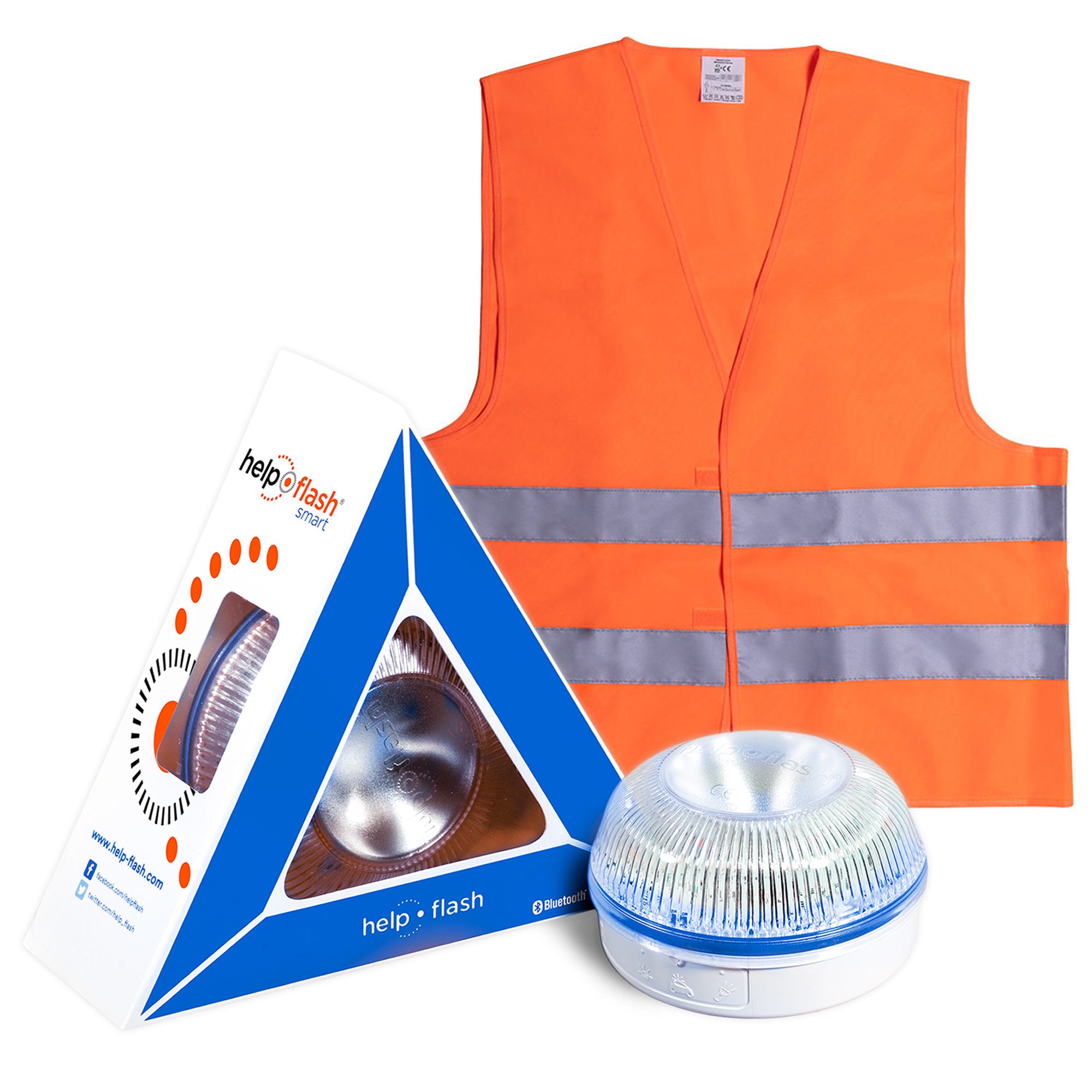 HELP FLASH Smart - luz de emergencia AUTÓNOMA, señal v16 de preseñalización  de peligro y linterna, homologada, normativa DGT, V16, con base imantada