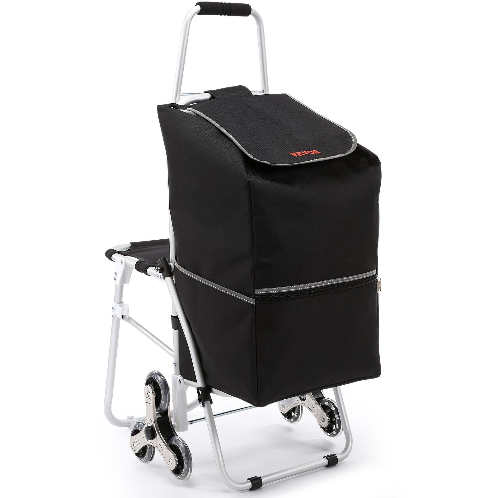 Relaxdays Chariot de courses, pliable, 25 L sac d'achats avec roulettes,chargeable  jusqu'à 10 kg, 91 x 40 x 30 cm, noir