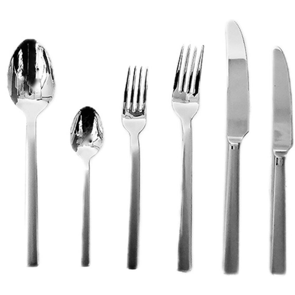 Servizio di posate completo per tavola 12 persone set 75 in acciaio inox  lucido forchetta cucchiaio coltello mestolo