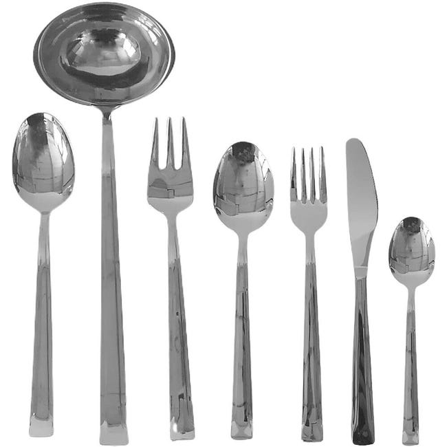 Servizio di posate per tavola 12 persone set da75 in acciaio inox18/10  satinato forchetta cucchiaio coltello accessori vari