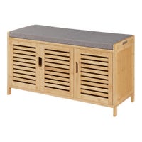 Relaxdays Scarpiera Panca A 10 Scomparti, 52,5x104x30cm, Portascarpe Da Ingresso, Seduta Con Cuscino Imbottito Bianco 84770442