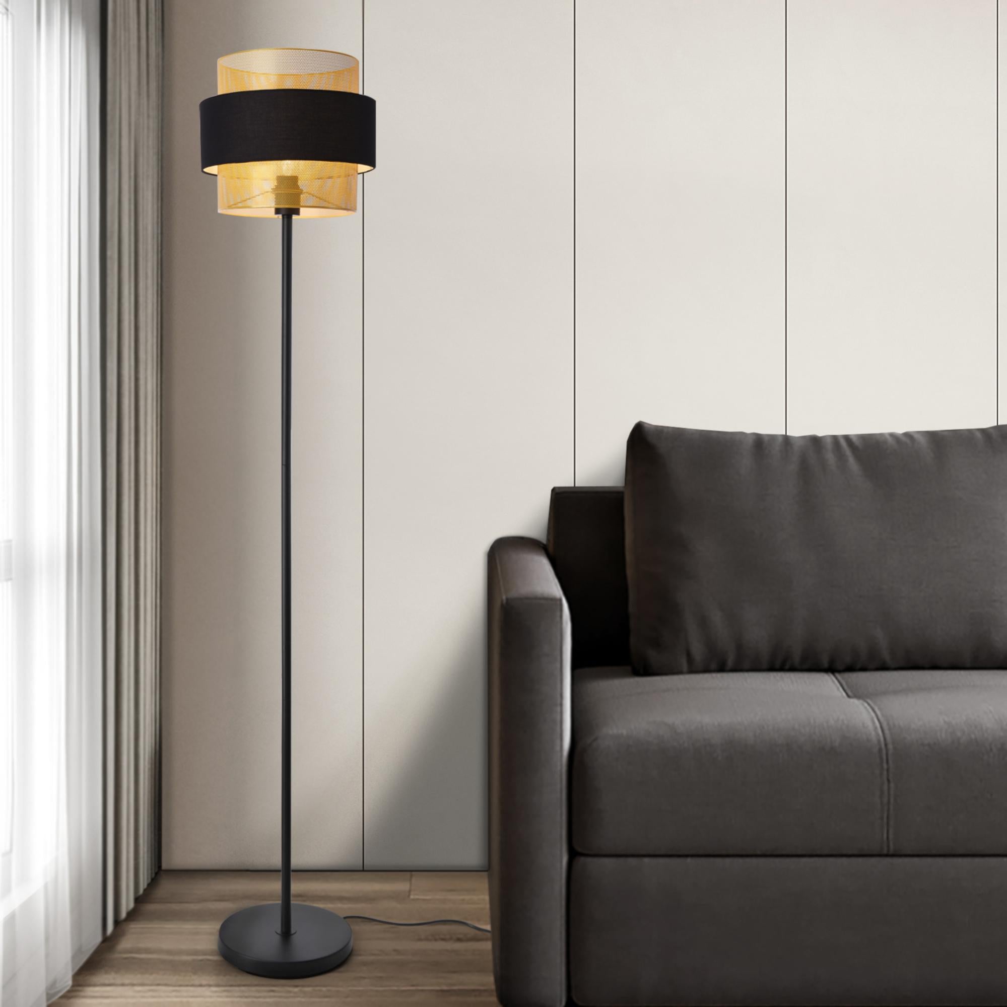 Lampada da Terra a Stelo Piantana per Salotto con Paralume di Stoffa