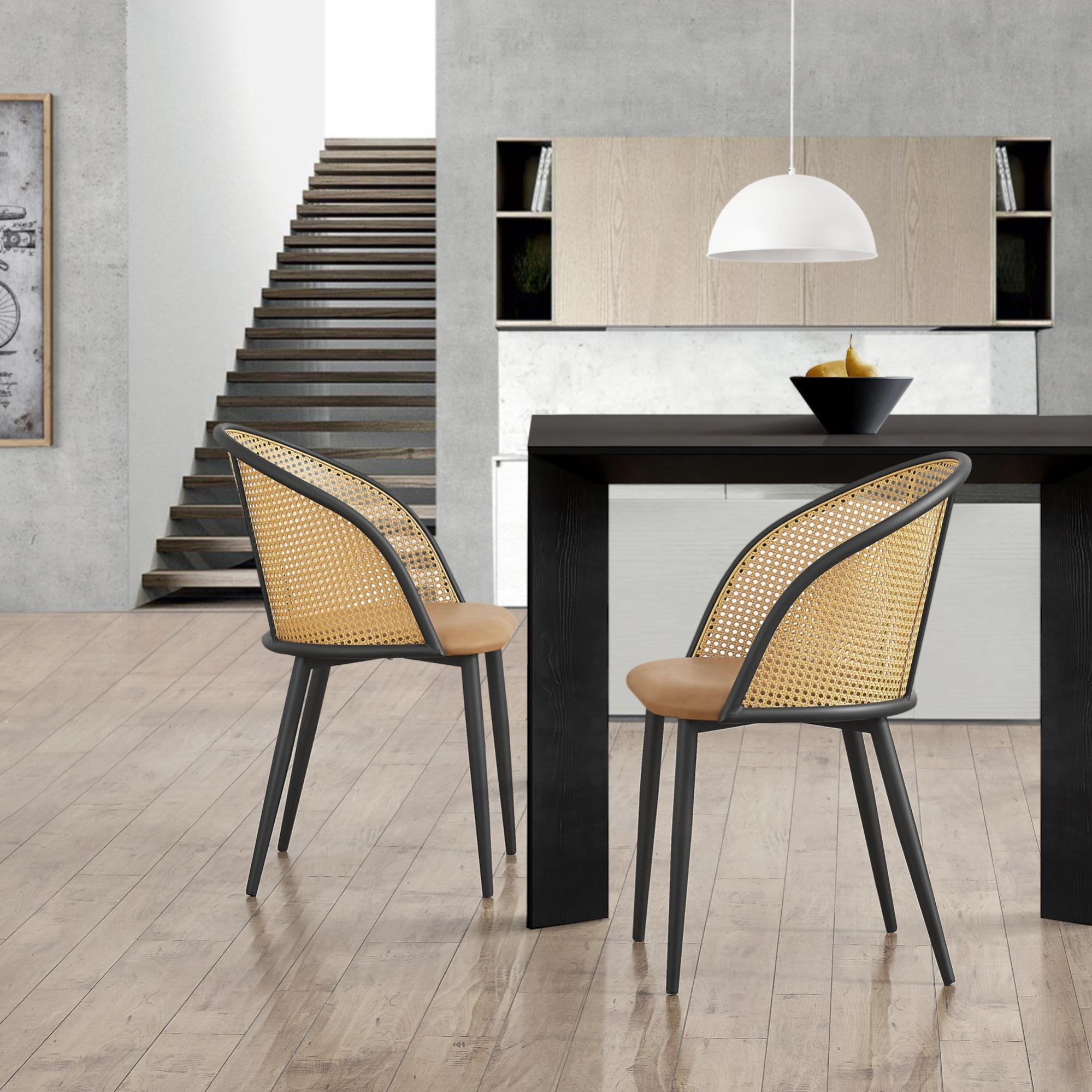 Set 2 sedie imbottite blu con gambe in metallo nero | Leroy Merlin