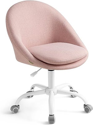 Chaise de coiffeuse salon bureau rembourré confortable et moderne capitonné  velours rose FAL10528