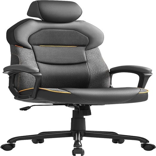 Chaise de bureau réglable en hauteur Ergonomique，Fauteuil de bureau, Chaise  Gaming gris foncé tissu936415