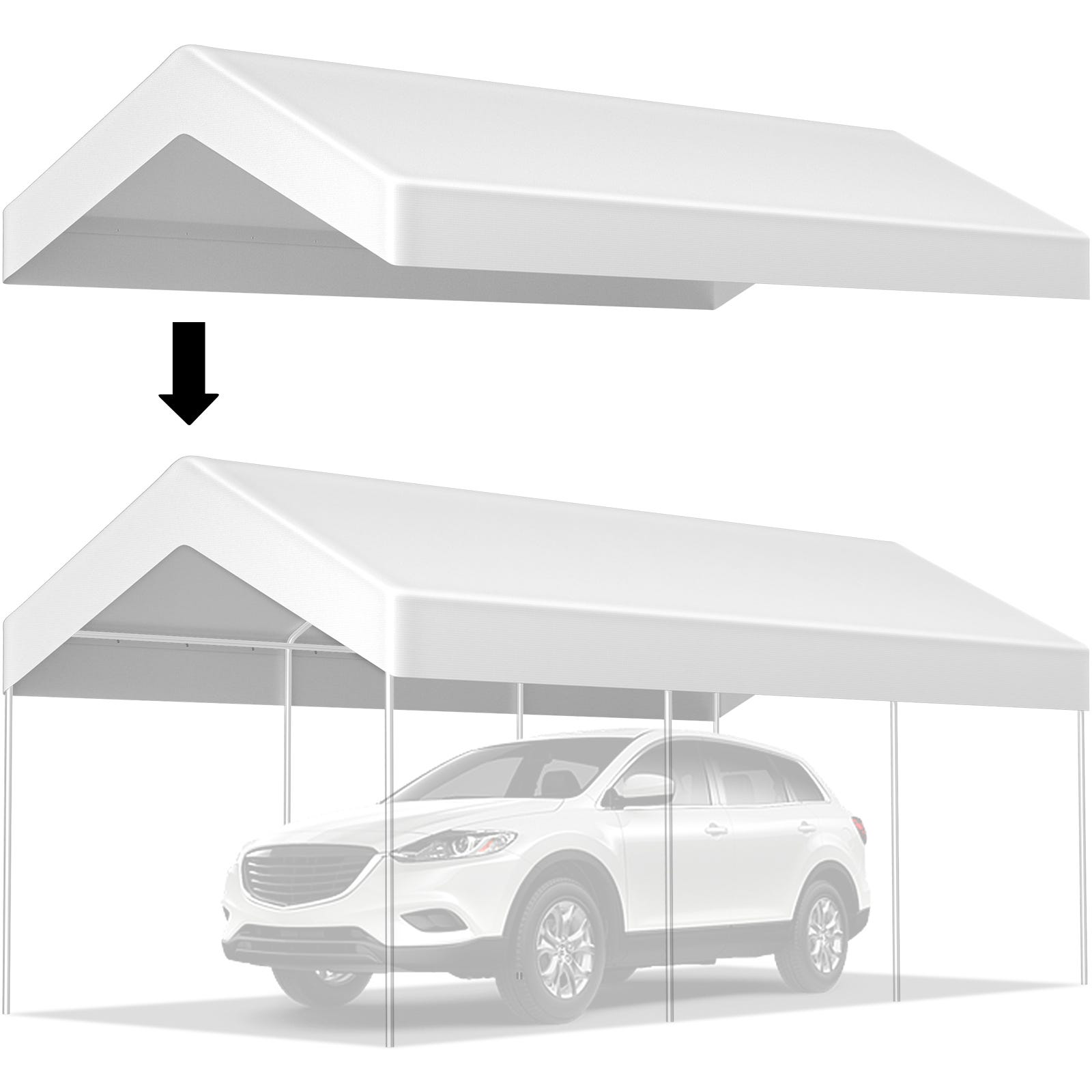 VEVOR Auvent de voiture, auvent de véhicule 6,6'x8,2', auvent rétractable  sur le toit