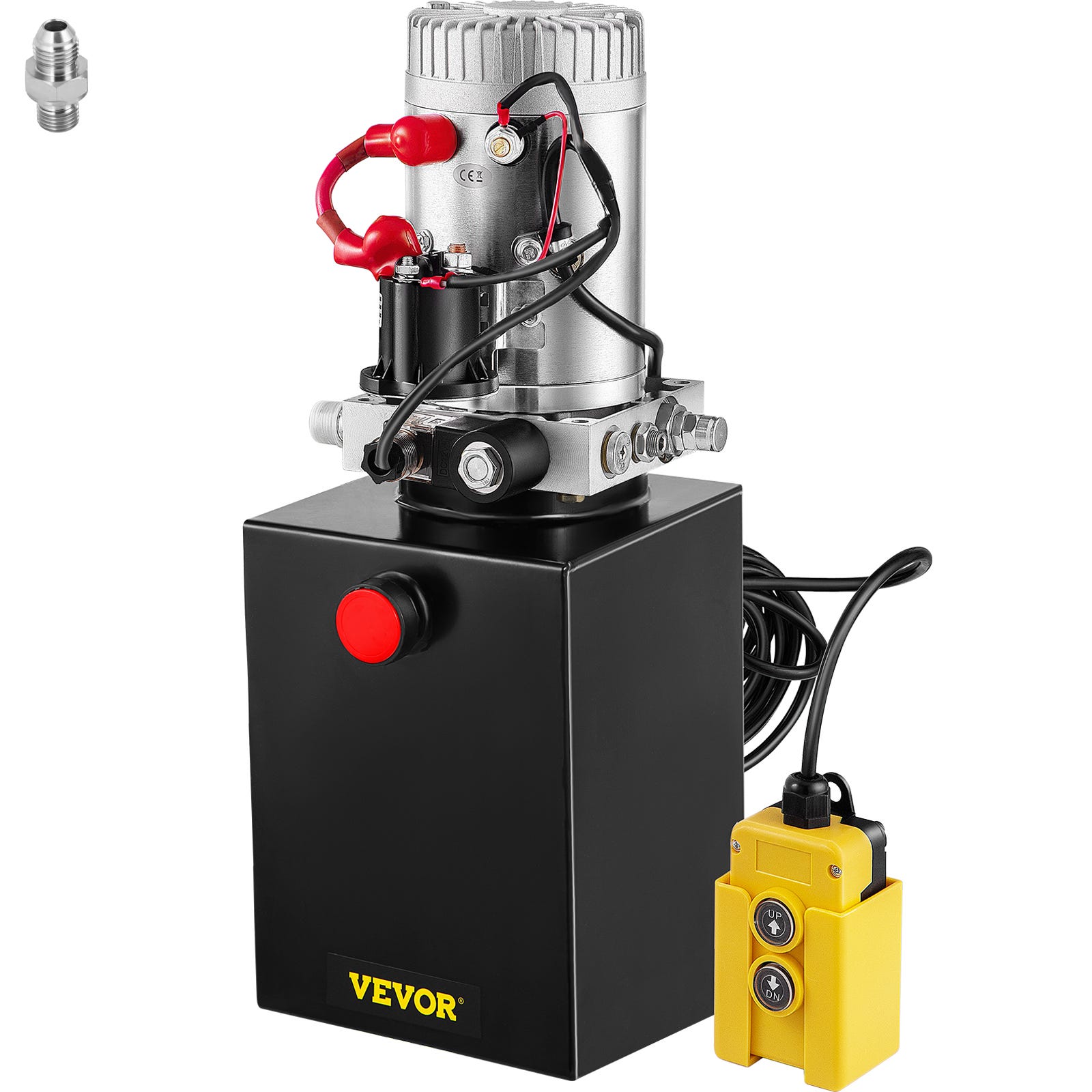 VEVOR Pompe Hydraulique 12V Pompe Hydraulique a Simple Effet Reservoir En  Metal 6L Demarrage Rapide Controle Solenoïde et Pendentif 4,5m Levage  Descen